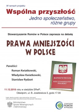 Stowarzyszenie Romw w Polsce zaprasza na debat pt. Prawa mniejszoci w Polsce.